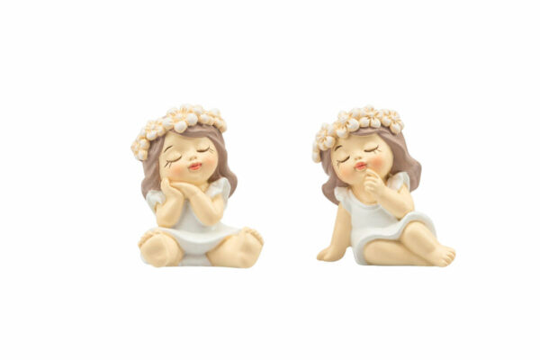 BIMBA CON FIORI RESINA 3 ASS. CON BOX E FAZZOLETTO RSCM24077 - immagine 2