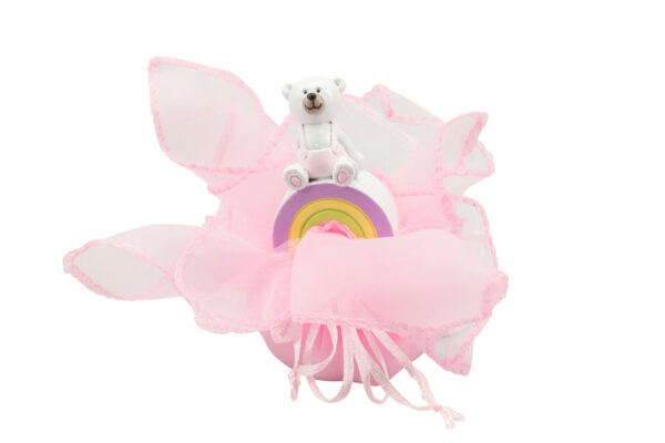 ORSETTO GIRL 3D RESINA SU ARCOBALENO CON FAZZOLETTO RSNB24096