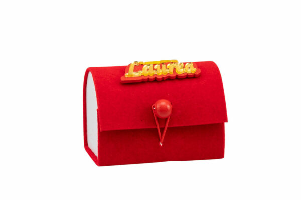 SCATOLINA SCRIGNO LAUREA ROSSA IN VELLUTO C/ACCESSORIO "LAUREA" LEGNO + PLASTICA ORO E PERGAMENA