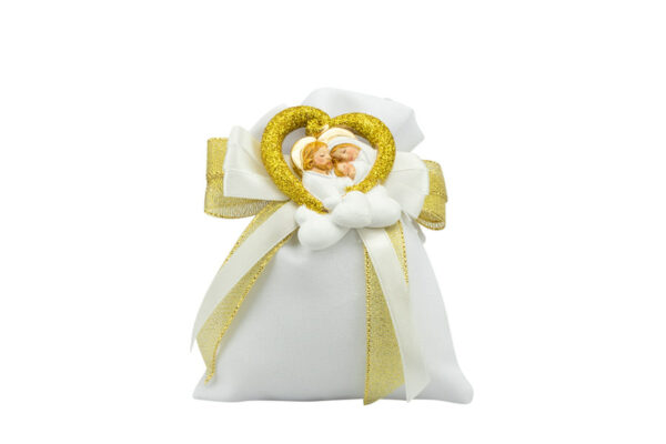 MAGNETE RESINA NUVOLA CON CUORE SACRA FAMIGLIA  GLITTER GOLD E FAZZOLETTO