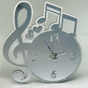 Orologio chiave di volino in legno/Plexiglass argento specchiato