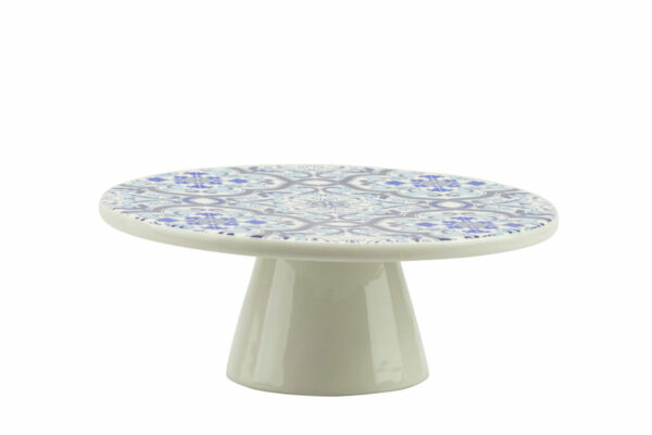 ALZATA PORTA DOLCI PORCELLANA DECALCO MAIOLICA BLUE