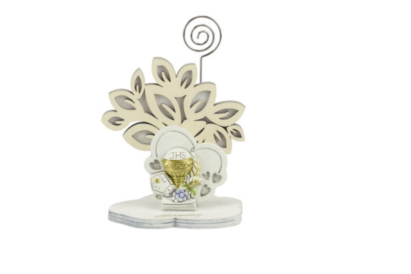 ALBERO DELLA VITA CREMA/BIANCO CON CUORE COMUNIONE + CRESIMA RESINA