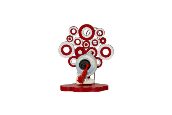 CLIP HOLDER ALBERO DELLA VITA LEGNO ROSSO CON SOGGETTO LAUREA 4 ASS. RESINA - immagine 2