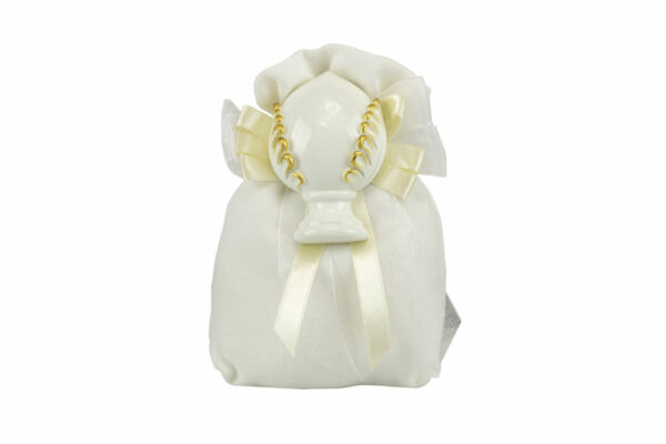SACCHETTO COTONE BIANCO CON MAGNETE PUMO BIANCO E SFUMATURE GOLD