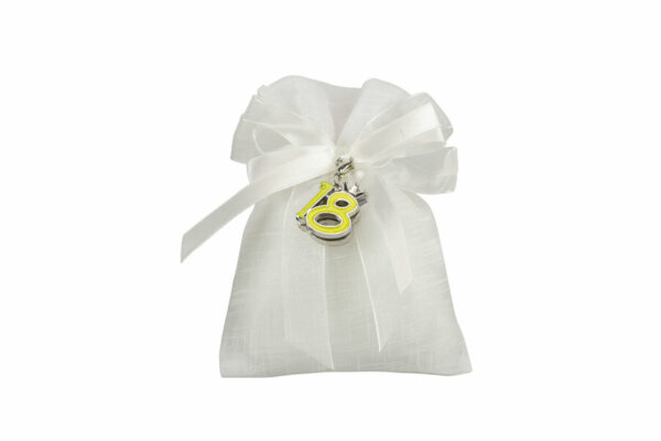 SACCHETTO TIPO LINO BIANCO CON CHARM 18° CORONA 5 COLORI ASS. - immagine 4