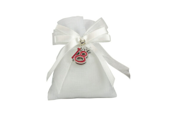 SACCHETTO TIPO LINO BIANCO CON CHARM 18° CORONA 5 COLORI ASS. - immagine 5