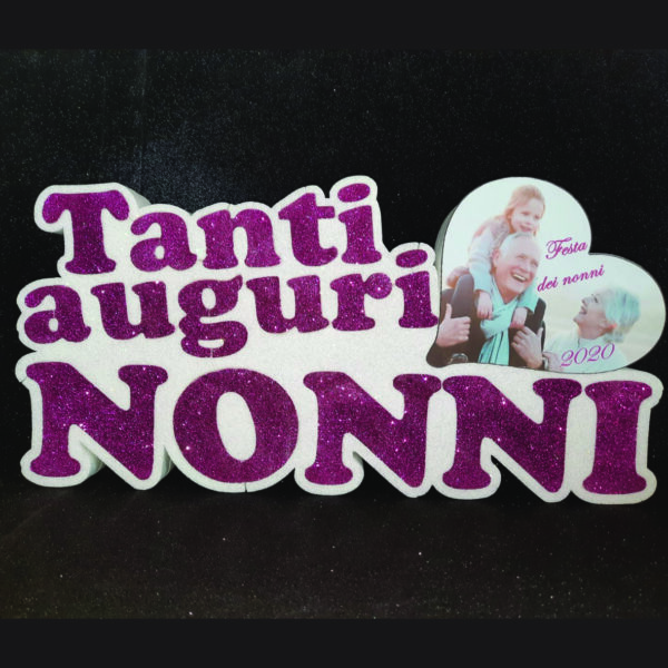 Polistirolo "Tanti Auguri Nonni" rosa