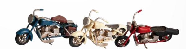 MOTO METALLO 3 COLORI ASSORTITI - ROSSO CREMA BLUE - CON BOX E FAZZOLETTO