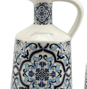 OLIERA PORCELLANA DECALCO MAIOLICA BLUE CON BOX E FAZZOLETTO
