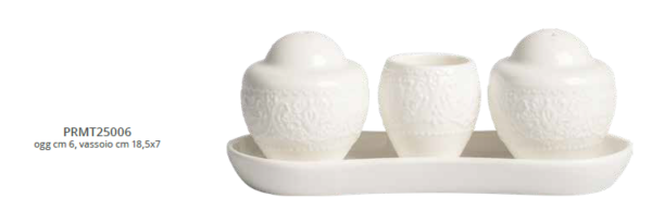 SET SALE & PEPE CON PORTA STUZZICADENTI E VASSOIO PORCELLANA DECALCO "ALICE" CON BOX E FAZZOLET