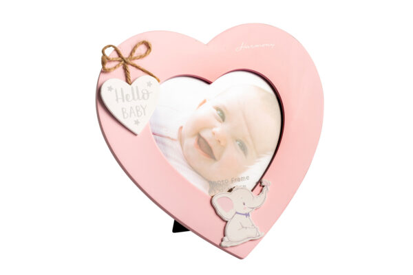 PORTA FOTO LEGNO CUORE CON ELEFANTE GIRL CON BOX E FAZZOLETTO