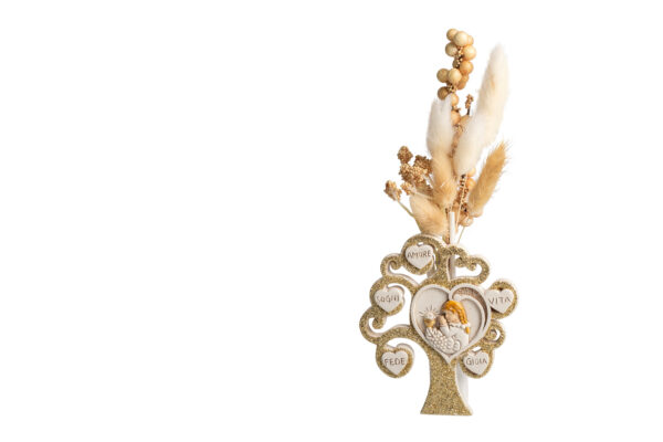 ICONA PROFUMATORE ALBERO DELLA VITA CON BIMBA COMUNIONE CM. 11,5 CON GLITTER IN GOLD - CON PA