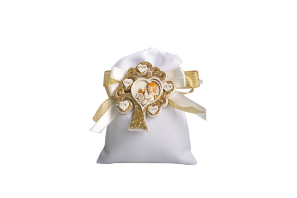 MAGNETE ALBERO DELLA VITA CON BIMBA COMUNIONE CON GLITTER IN GOLD - CON SACCHETTO BIANCO