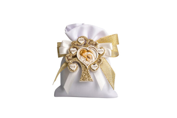 MAGNETE ALBERO DELLA VITA CON SACRA FAMIGLIA CON GLITTER IN GOLD - CON SACCHETTO BIANCO