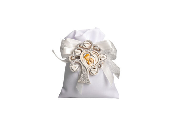 MAGNETE ALBERO DELLA VITA CON SACRA FAMIGLIA CON GLITTER IN SILVER - CON SACCHETTO BIANCO
