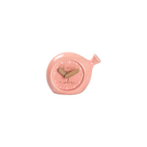 OROLOGIO PALLONCINO PORCELLANA ROSA CON FRASE CON BOX E SACCHETTO