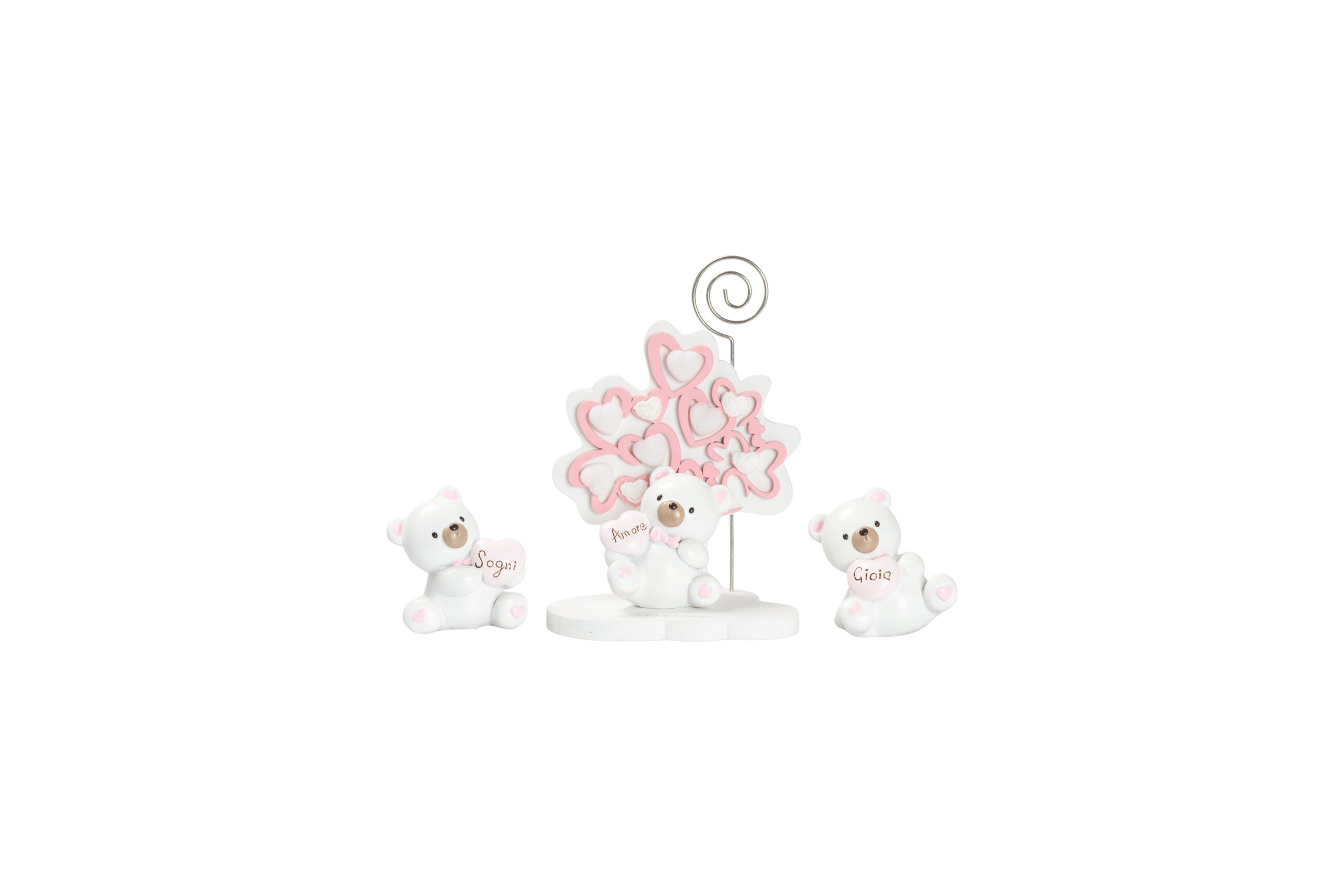 ALBERO DELLA VITA MEMO CLIP CON ORSETTO BABY GIRL 3D "AMORE - GIOIA - SOGNI" 3 ASS