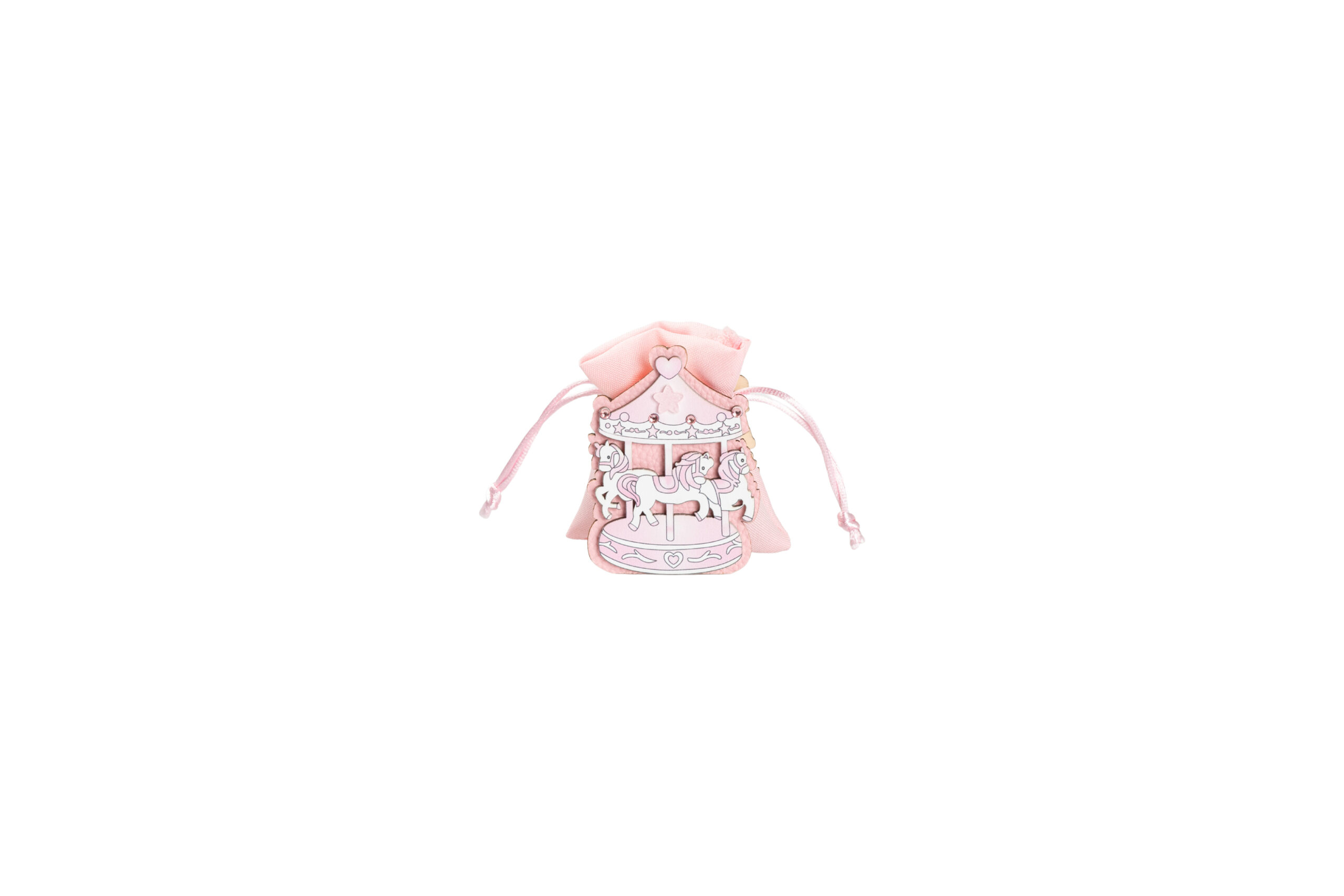 SCATOLINA PORTA CONFETTI GIOSTRINA ROSA CON SACCHETTO