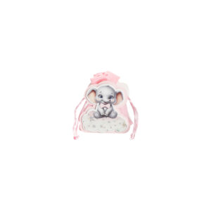 SCATOLINA PORTA CONFETTI ELEFANTE ROSA CON SACCHETTO