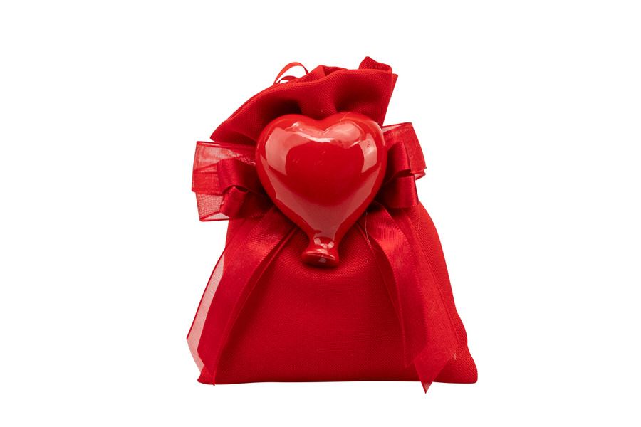 MAGNETE PALLONCINO CUORE LAUREA RESINA CON SACCHETTO