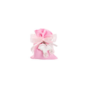 PORTA CHIAVI CAVALLUCCIO A DONDOLO ROSA CON SACCHETTO