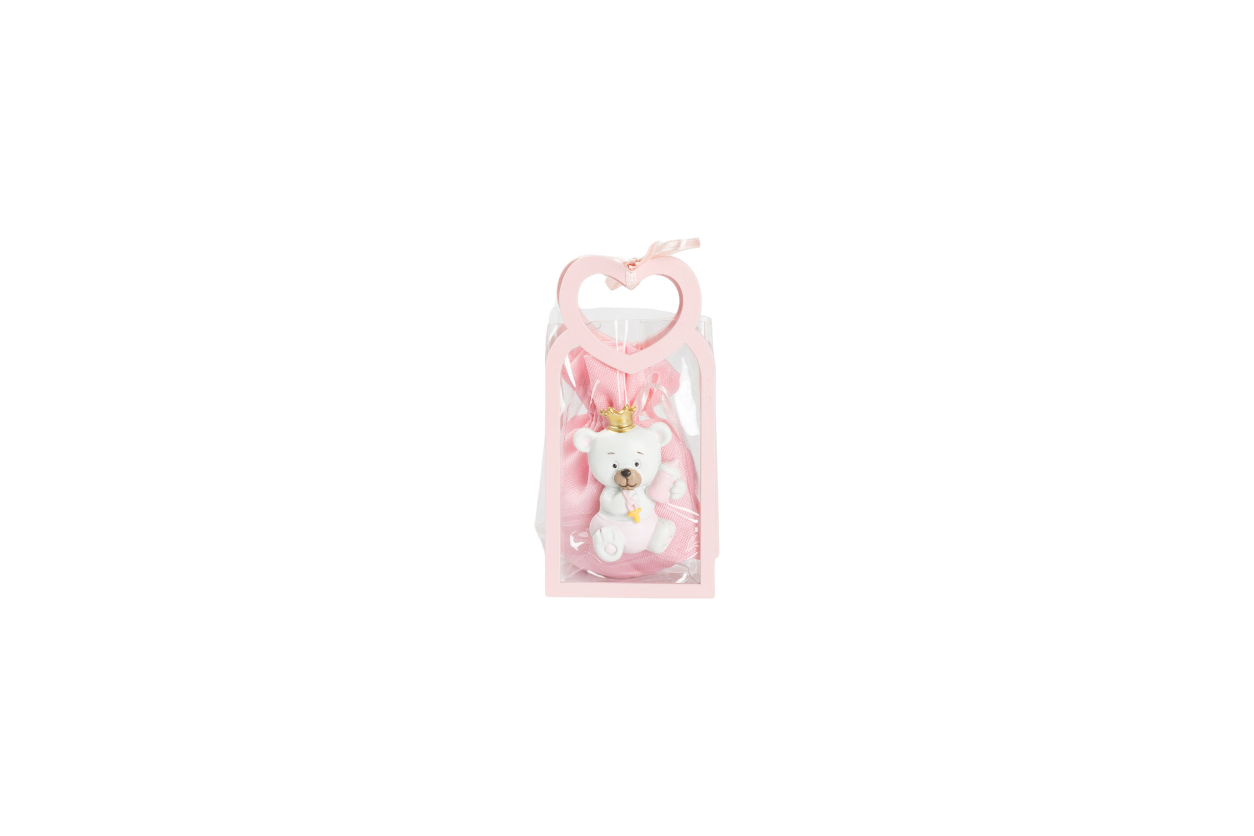 BUSTINA PU ROSA CON MANICO CUORE CON MAGNETE ORSETTO 3 ASS. CON SACCHETTO ROS